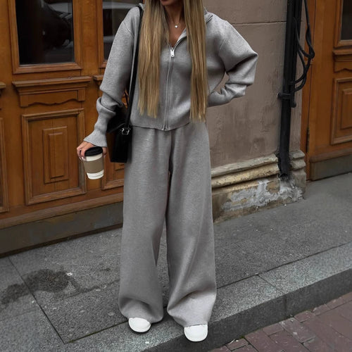 Dame's casual fleece treningsdrakt med glidelås Skjora