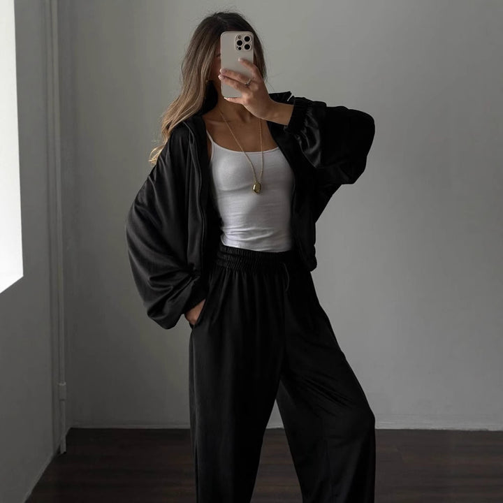 Damer casual treningsdrakt med elastisk midje og høy passform Skjora