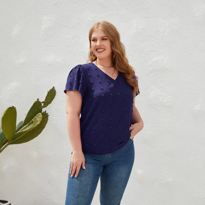 Dame Lett V-hals T-skjorte med strukturert design Skjora