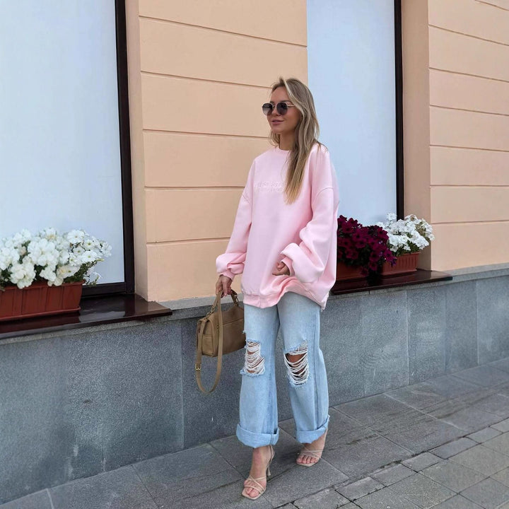 Damer Casual Oversized Genser Skjora