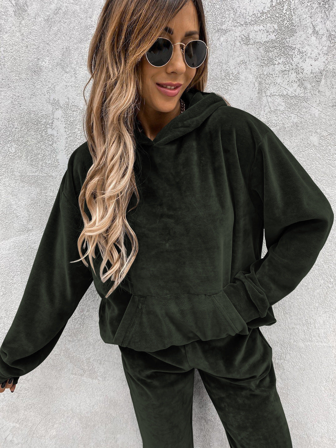 Dame koselig fleece hettegenser med avslappede detaljer Skjora