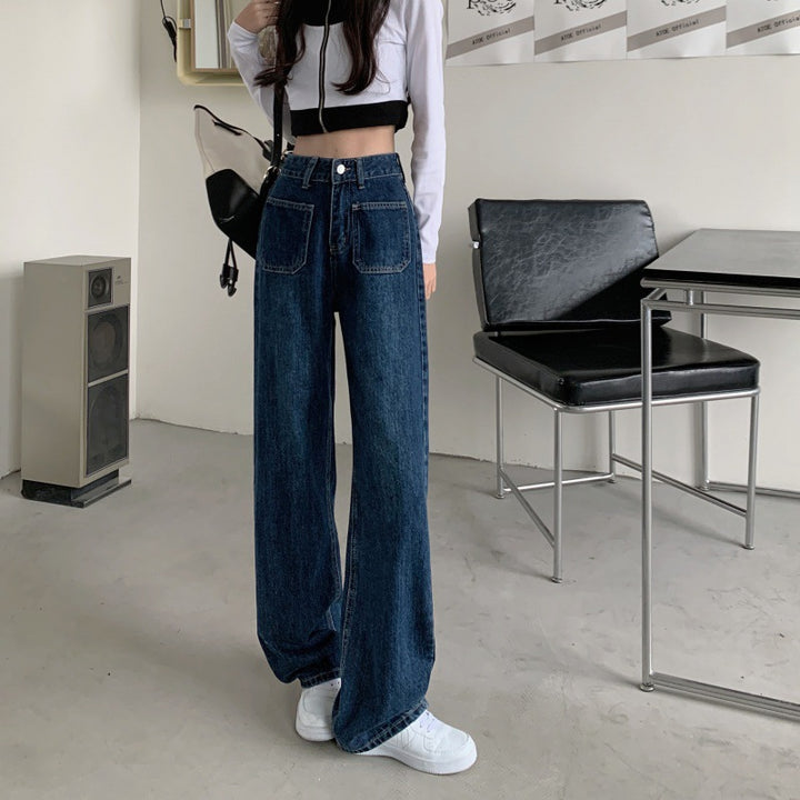Kvinners Løse Høyt Liv Jeans Skjora