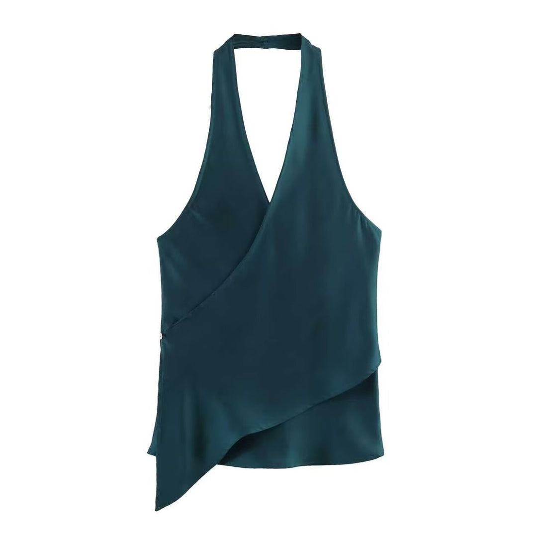 Dame omslagsbluse med V-hals Skjora