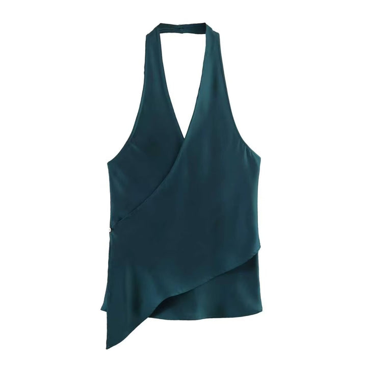Dame omslagsbluse med V-hals Skjora