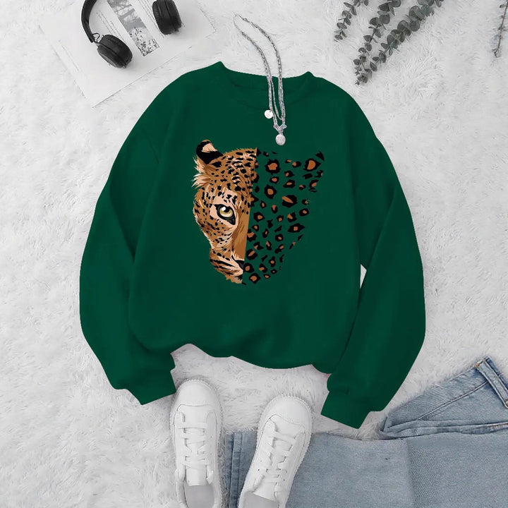 Kvinner sweatshirt med leopardmotiver Skjora
