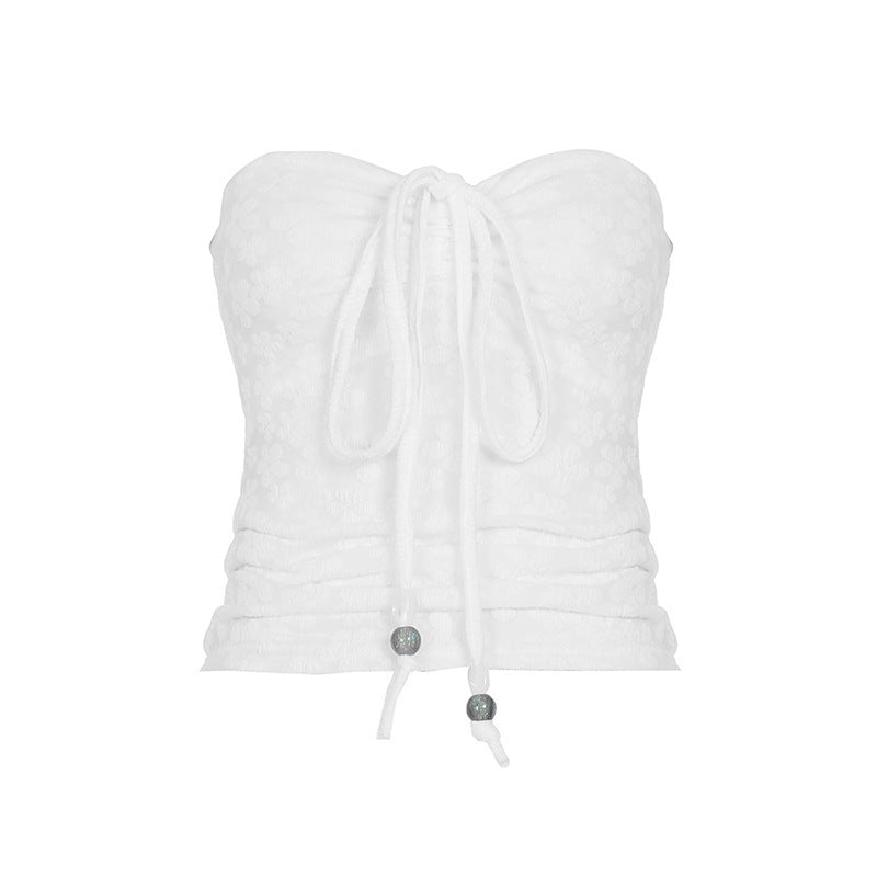 Dame Bandeau-overdel med blomstermotiv og flettet detalj Skjora