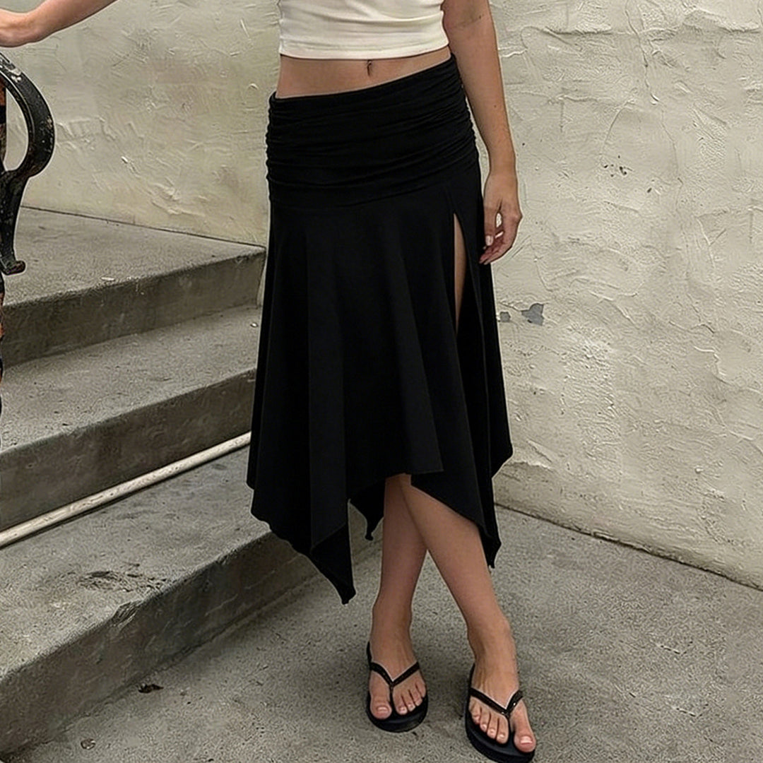 Women's Asymmetrical Ruched Wrap Skirt Skjora