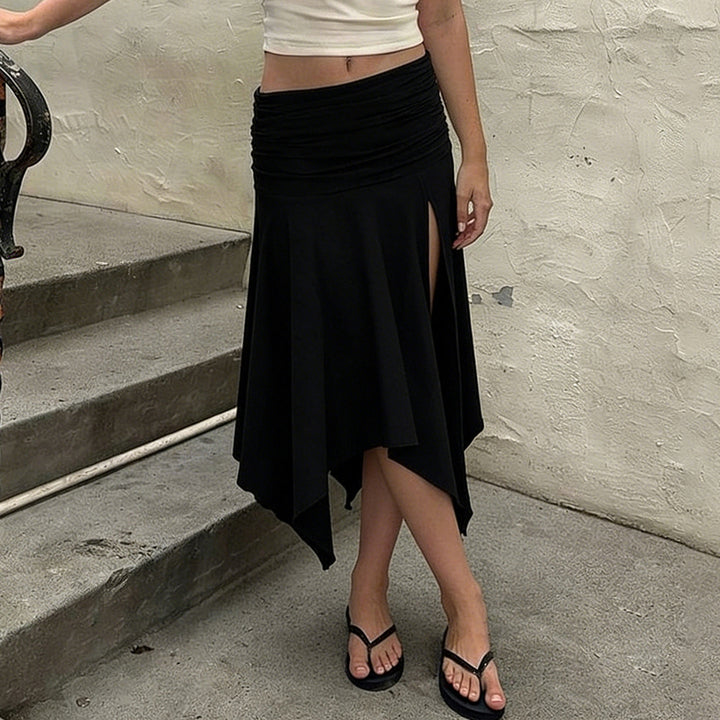 Women's Asymmetrical Ruched Wrap Skirt Skjora