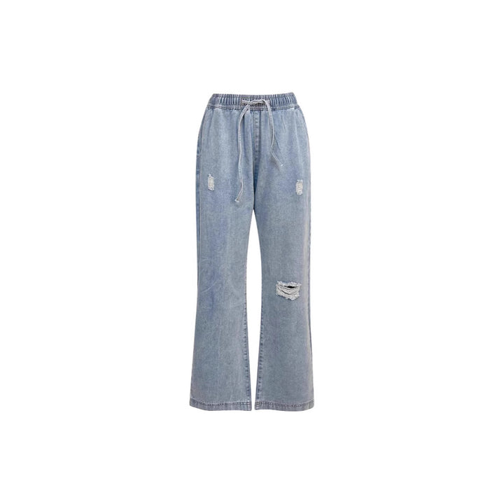 Dame casual vid denim-bukser med elastisk linning Skjora