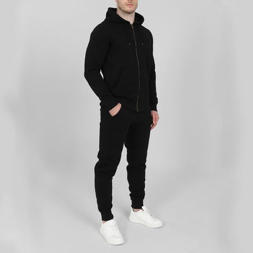 Herre sporty joggedress-set med praktiske lommer og høy krage Skjora