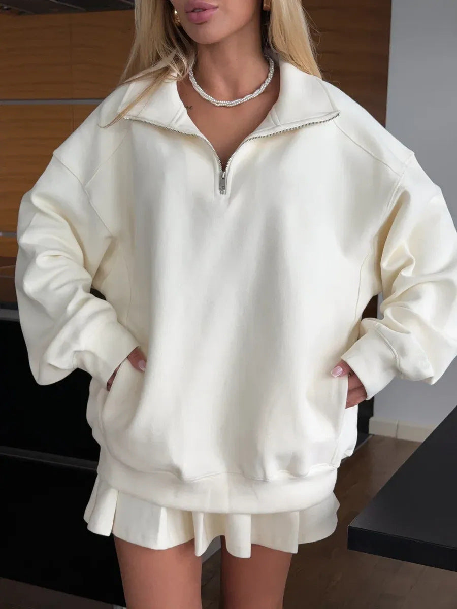 Dame casual hettegenser med full glidelås og oversized fasong Skjora