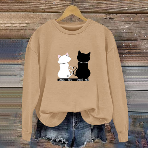 Kvinnesweatshirt med leken katte-design og humoristisk trykk Skjora
