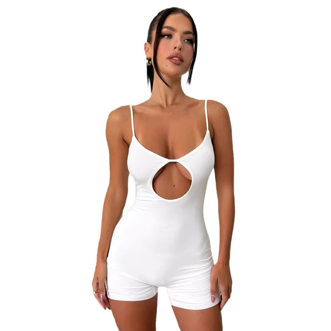Damer figursydd jumpsuit med forførende cut-out og spaghetti stropper Skjora