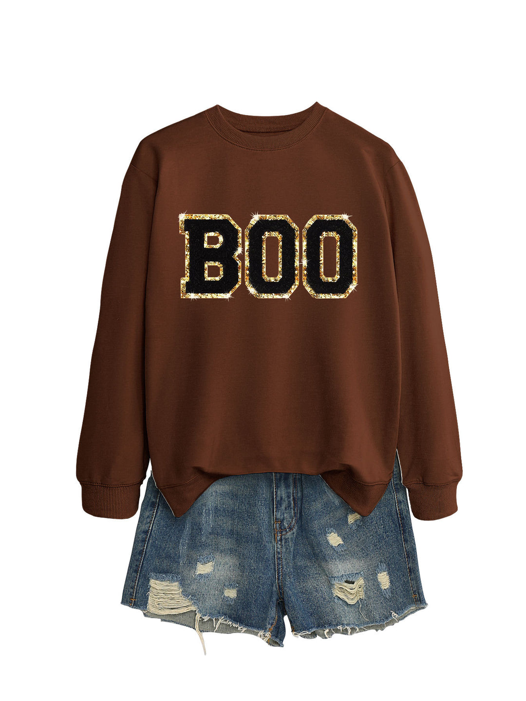 Damer sweatshirt med glitrende trykk Skjora