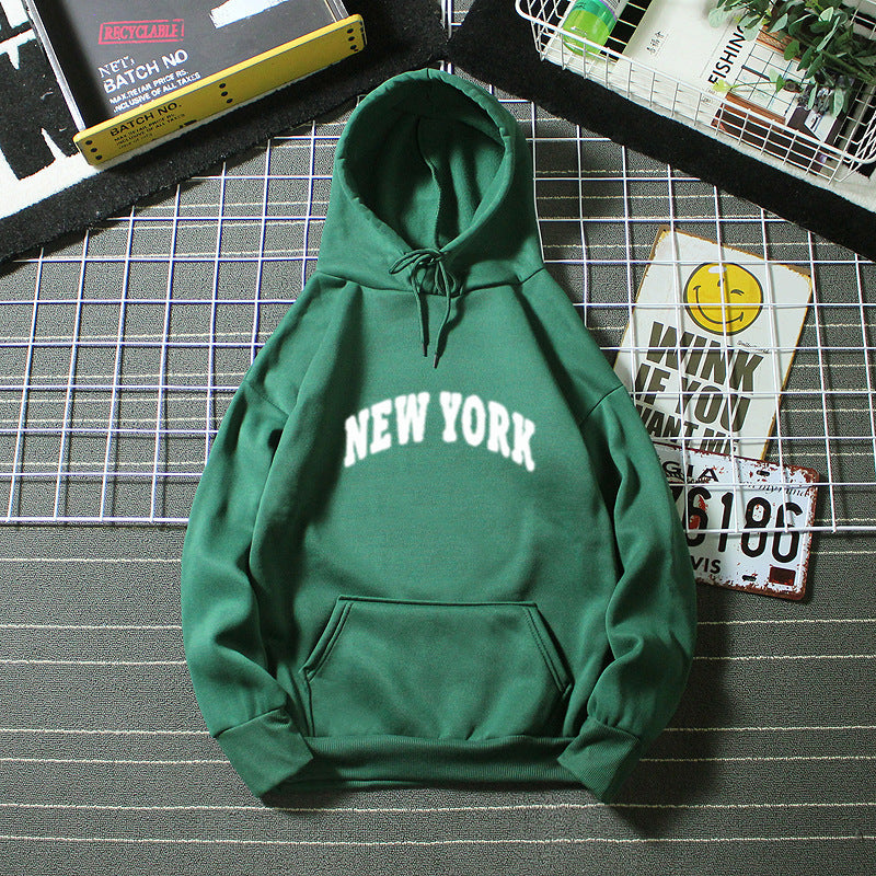 Dame hettegenser med moderne New York-trykk Skjora