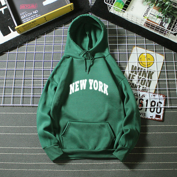 Dame hettegenser med moderne New York-trykk Skjora
