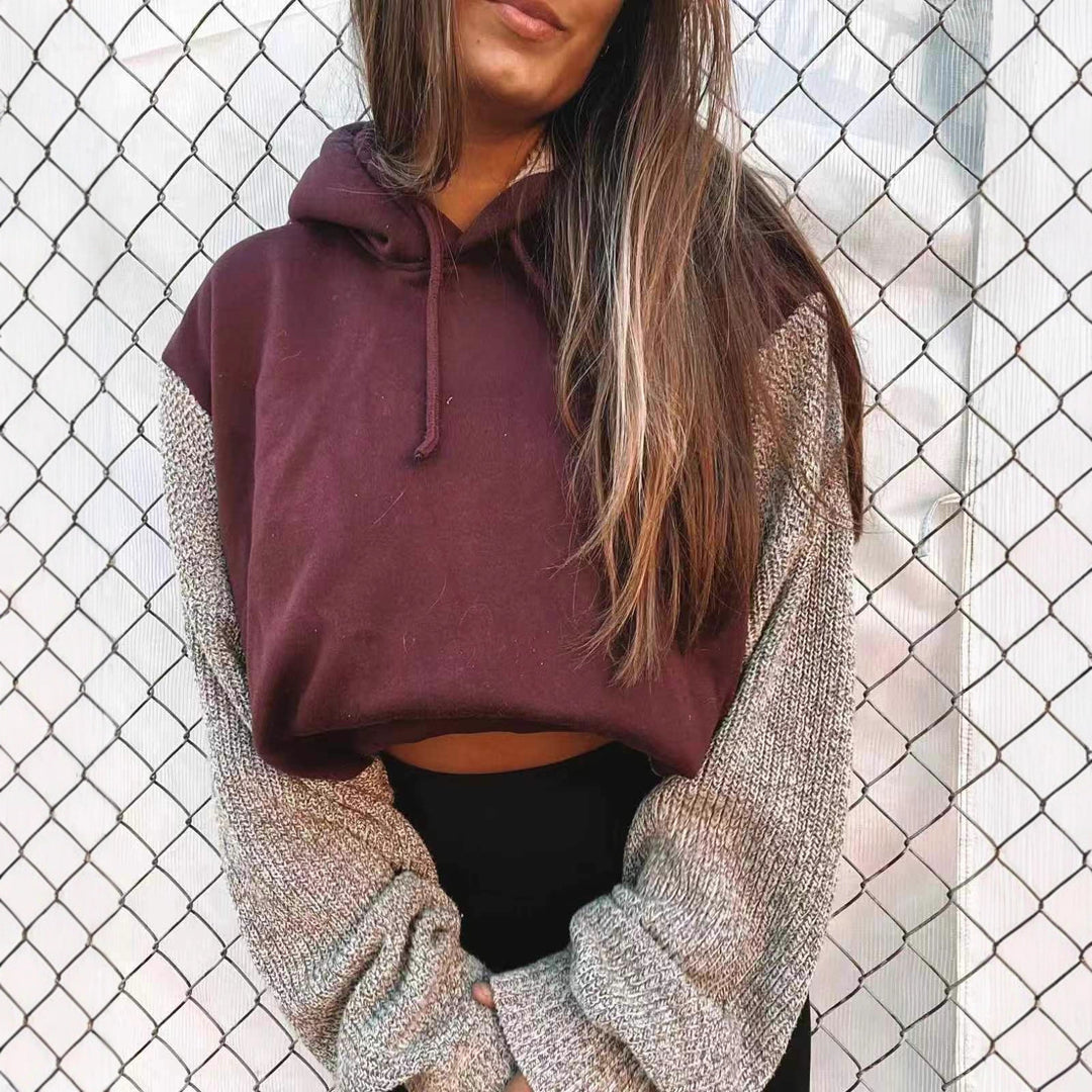 Dame avslappet hettegenser med teksturerte ermer Skjora