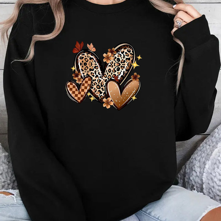 Kvinnelig sweatshirt med attraktive hjerte-motiver Skjora