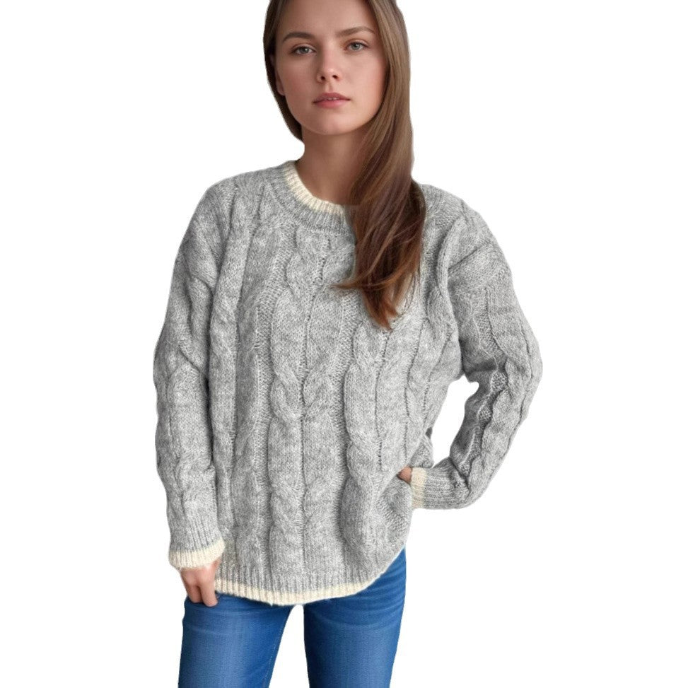 Dame chunky strikkegenser med tekstur og avslappet design Skjora