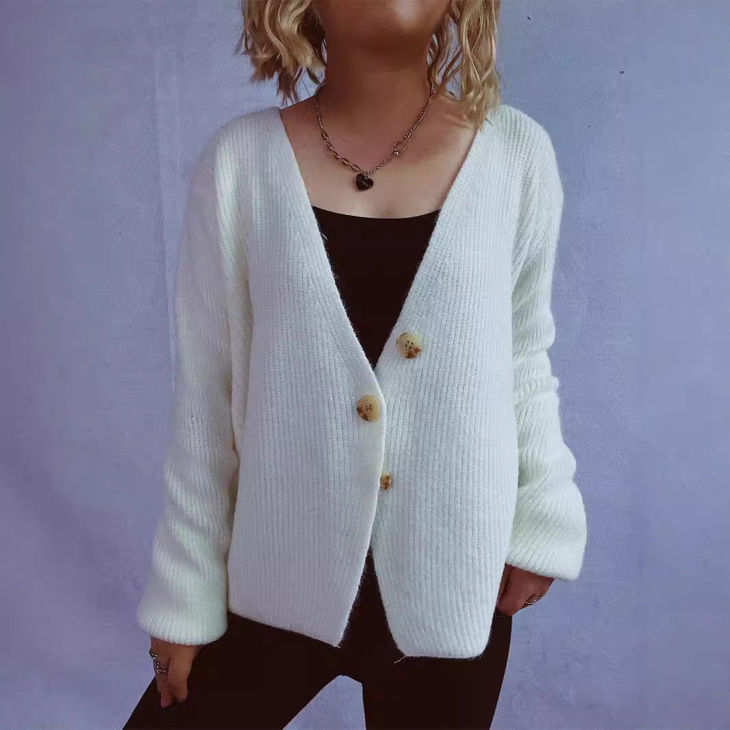 Dame kosecardigan med store knapper og strukturert design Skjora