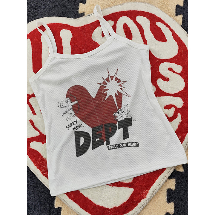 Dame ermeless Camisole med iøynefallende grafisk design Skjora