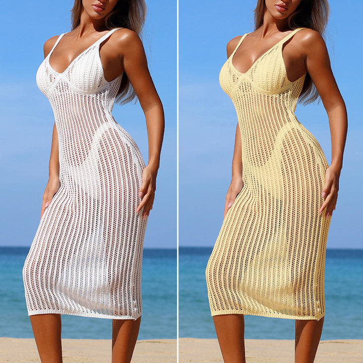 Damen Elegantes Häkelkleid mit figurbetontem Schnitt Skjora