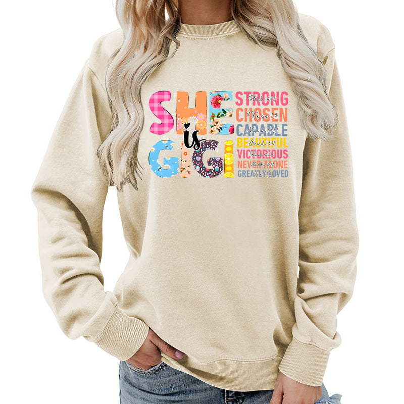Kvinne sweatshirt med inspirerende tekstdesign Skjora
