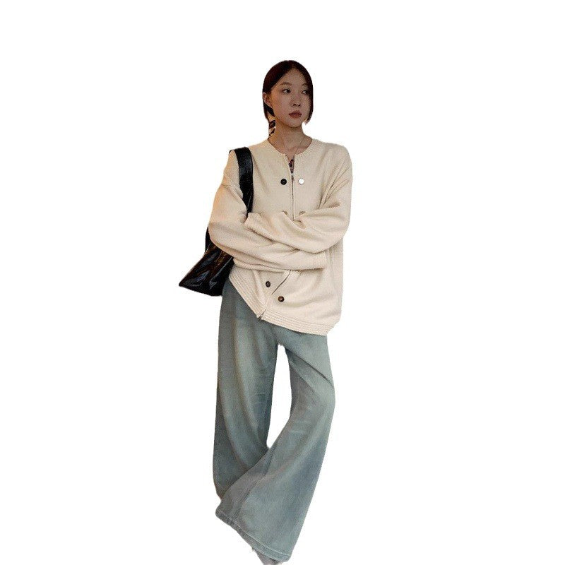 Dame oversized cardigan med knappdetaljer og uformell snitt Skjora