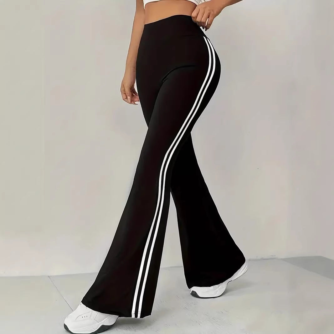 Bootcut sport leggings for women with stripes Skjora