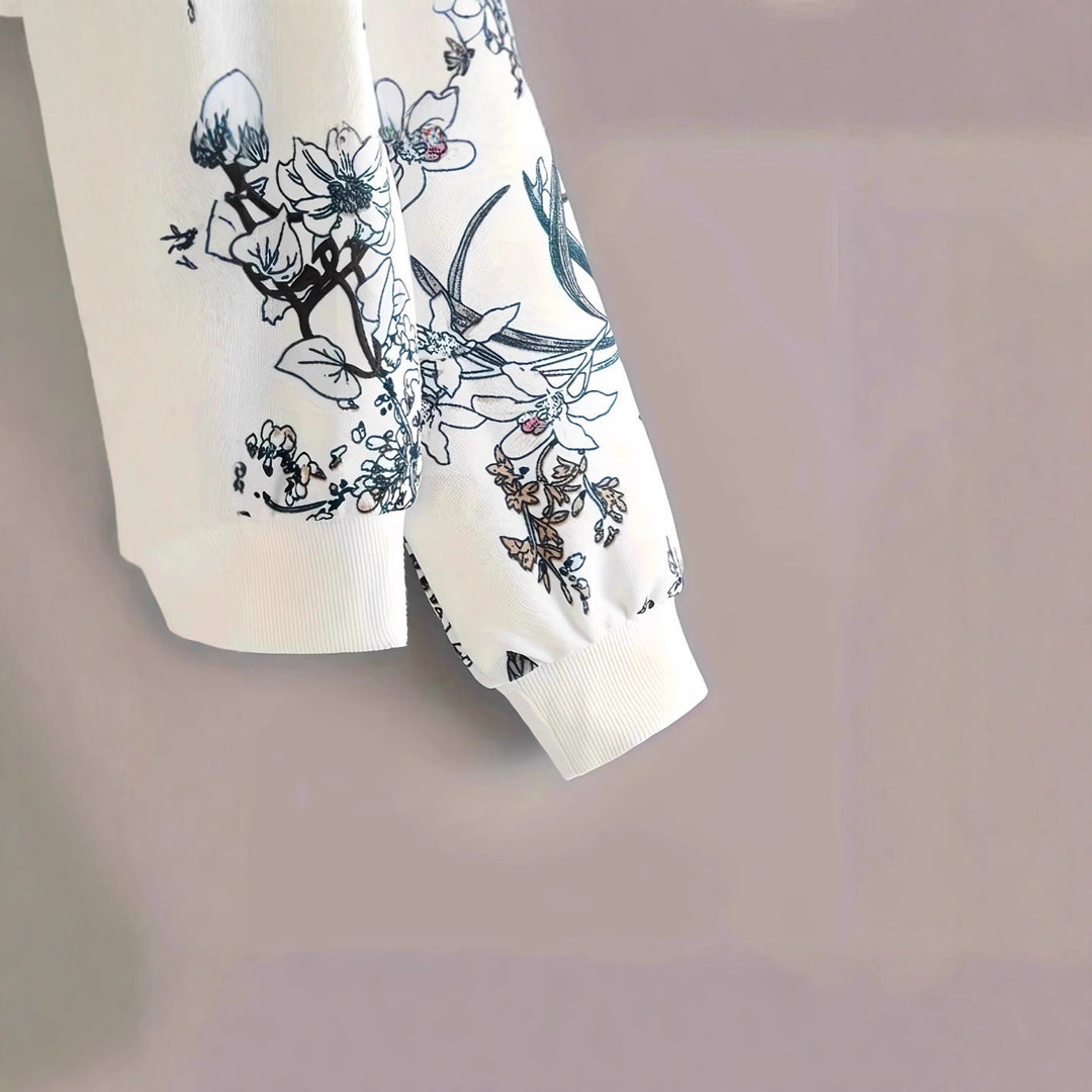 Dame sweatshirt med blomstermønster og avslappet passform Skjora