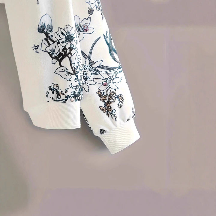 Dame sweatshirt med blomstermønster og avslappet passform Skjora
