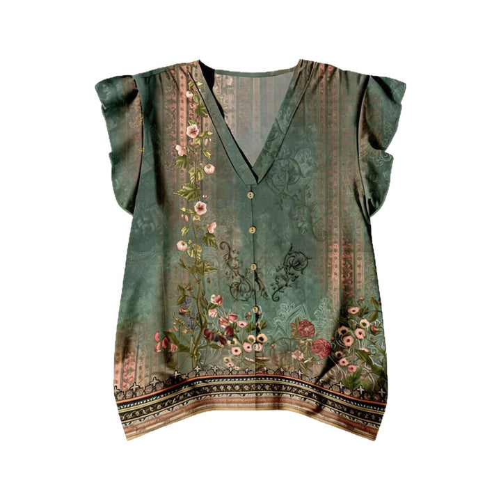 Damebluse med blomsterdesign Skjora