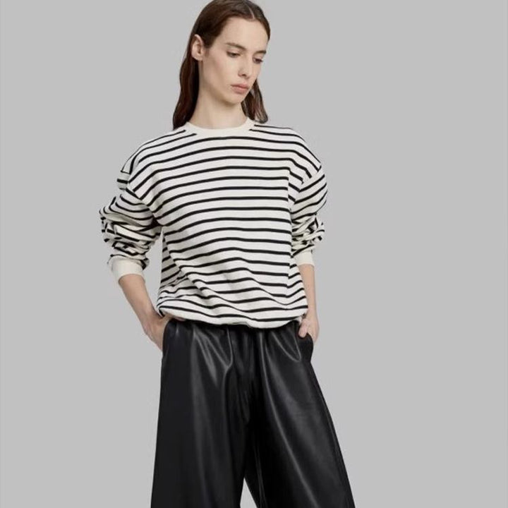 Dame casual stripete genser med raglanermer Skjora