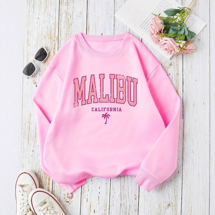 Dame sweatshirt med livlige Malibu bokstaver og avslappet passform Skjora