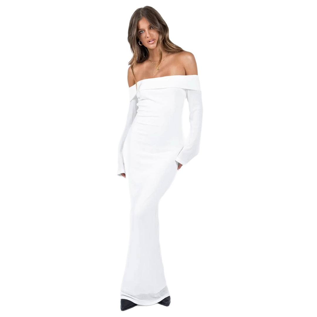 Dame Off-Shoulder Maxikjole med lange ermer og tettsittende snitt Skjora