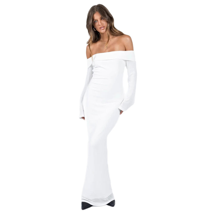Dame Off-Shoulder Maxikjole med lange ermer og tettsittende snitt Skjora