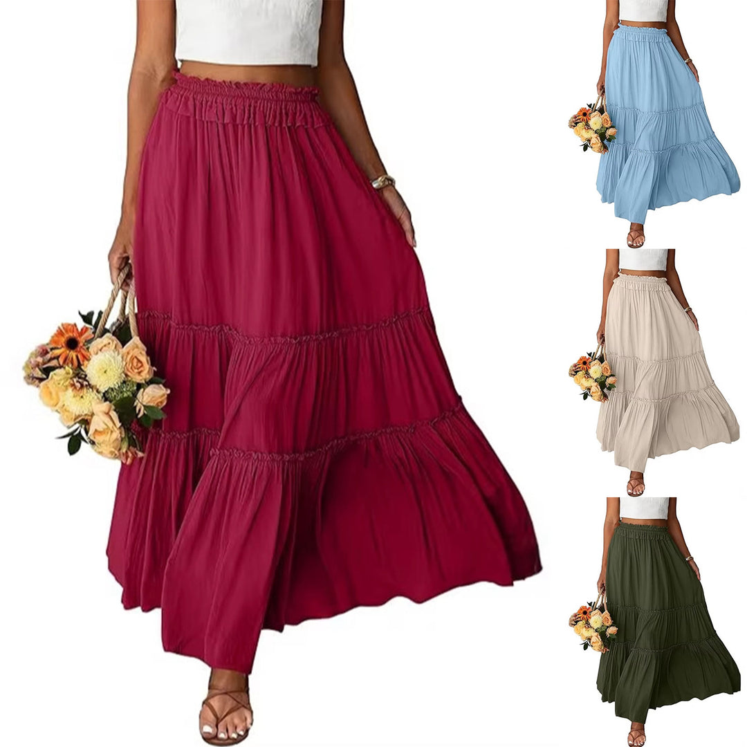 Maxi maxiskjørt for kvinner med volangdetaljer Skjora