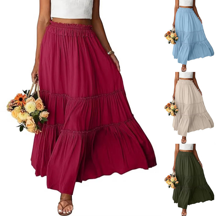 Maxi maxiskjørt for kvinner med volangdetaljer Skjora