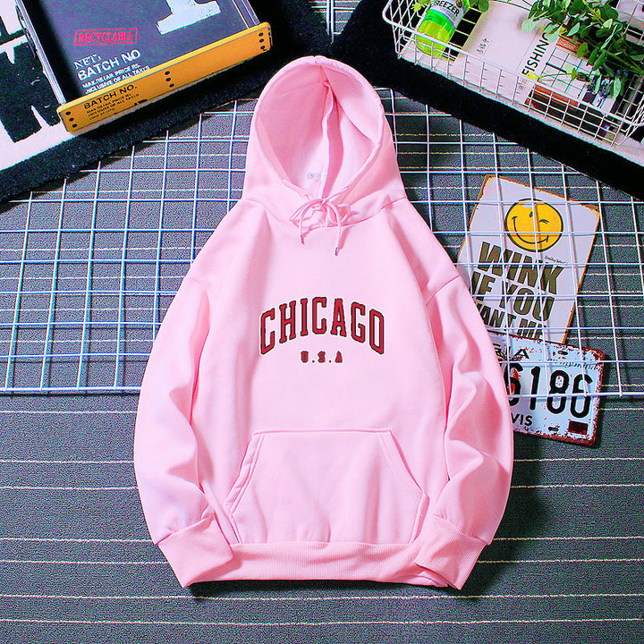 Damen Kapuzenpullover mit urbanem Chicago-Print Skjora