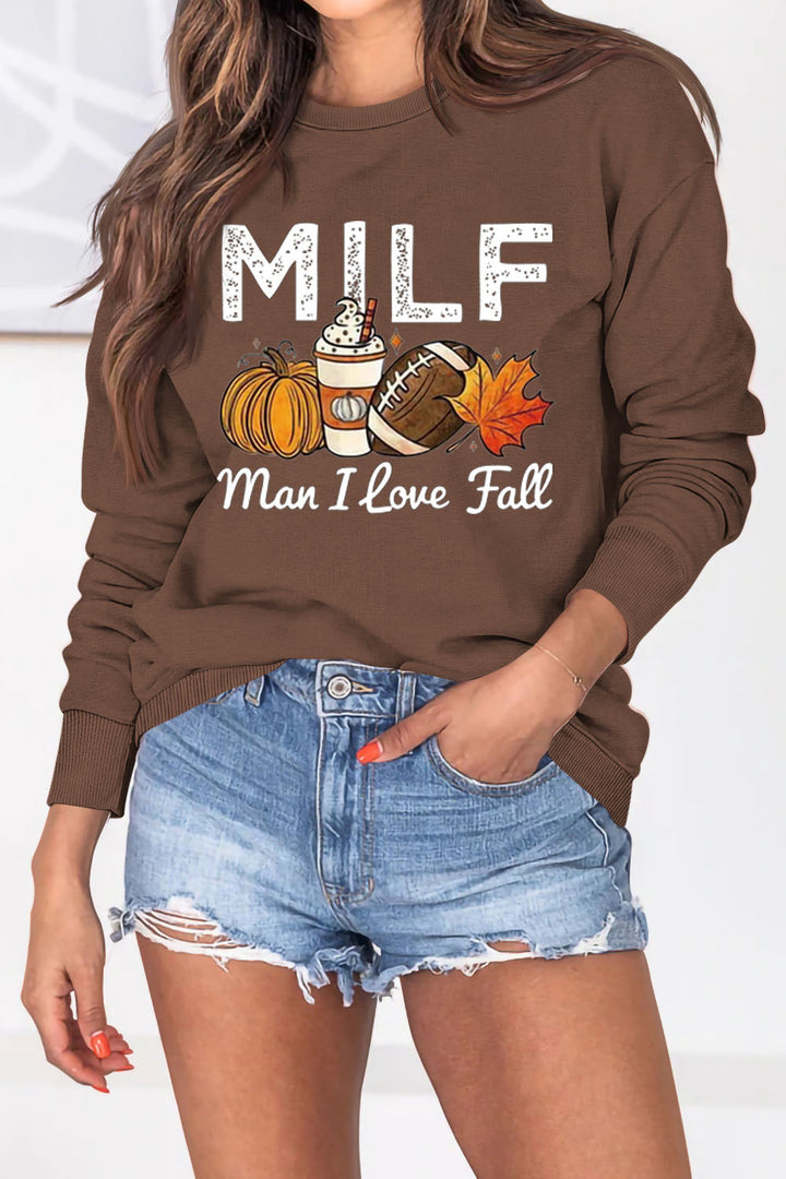 Kvinne sweatshirt med høst essens motiv og inspirerende tekst Skjora