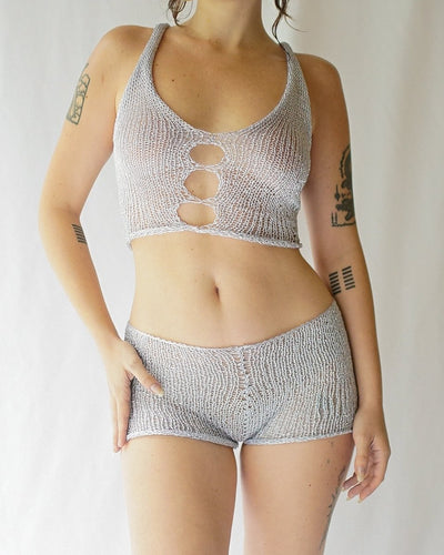 Dame gjennomsiktig netting-top og shorts-sett Skjora