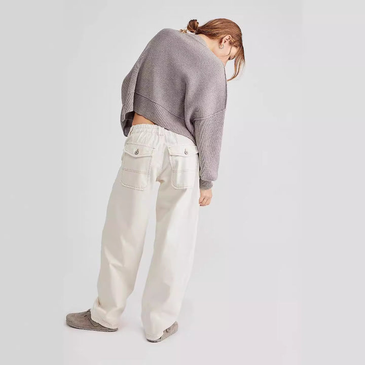 Dame brede cargo-jeans med unike lommer og avslappet snitt Skjora