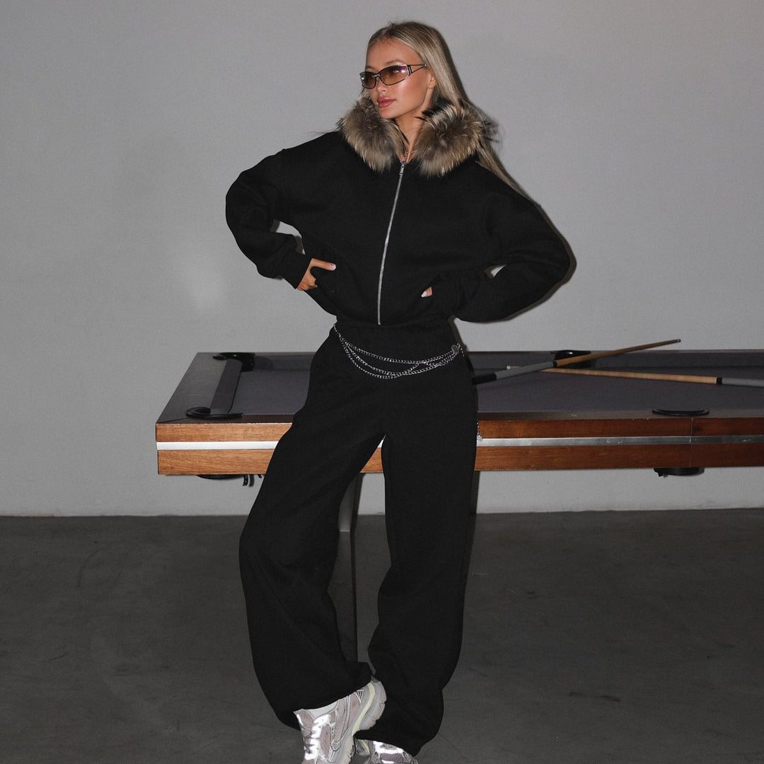 Dame casual oversized jakke med full glidelås og praktiske lommer