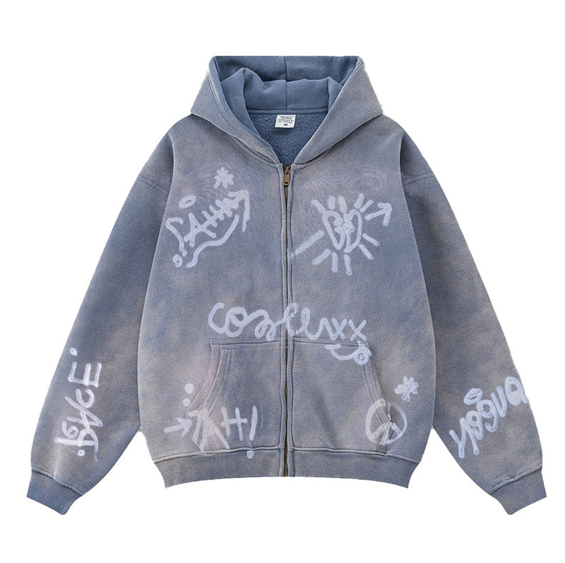 Dame Graffiti Print Hoodie Skjora