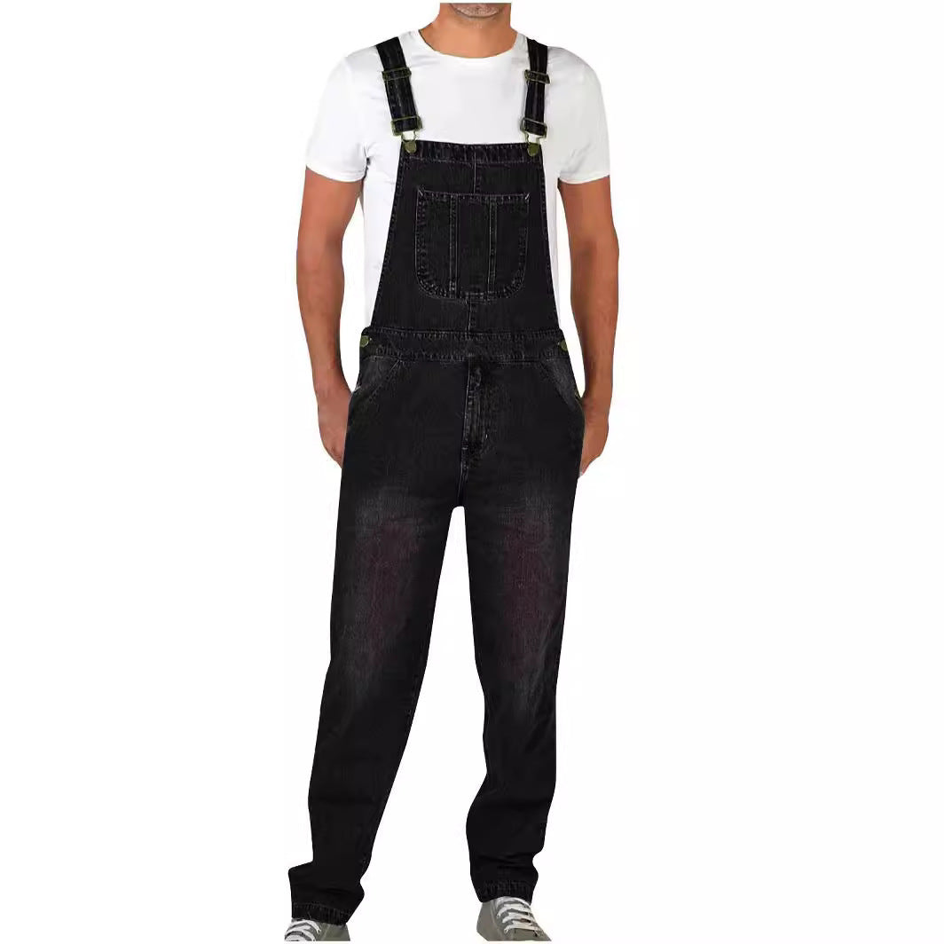 Herrenes denim-selebukse i avslappet stil med justerbare stropper Skjora