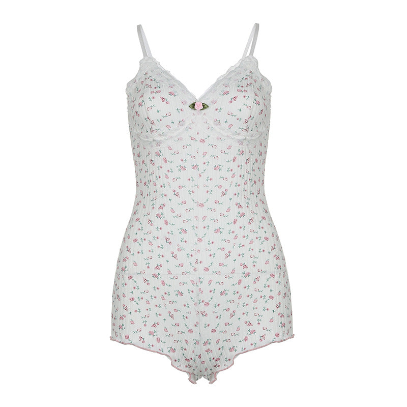 Dame Body med delikate blonde detaljer og blomsterdesign Skjora