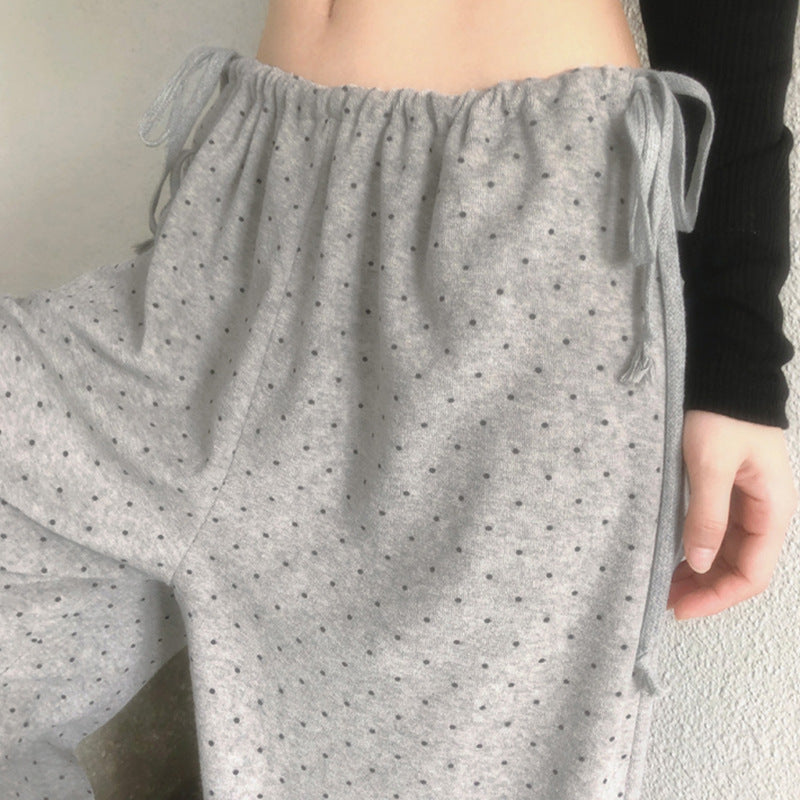 Damer loose pyjamasbukse med fleksibel liv og dekorative bånd Skjora