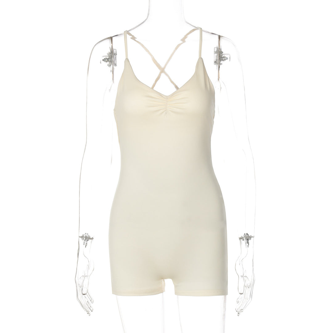 Dame Bodycon Jumpsuit med kryssede stropper Skjora