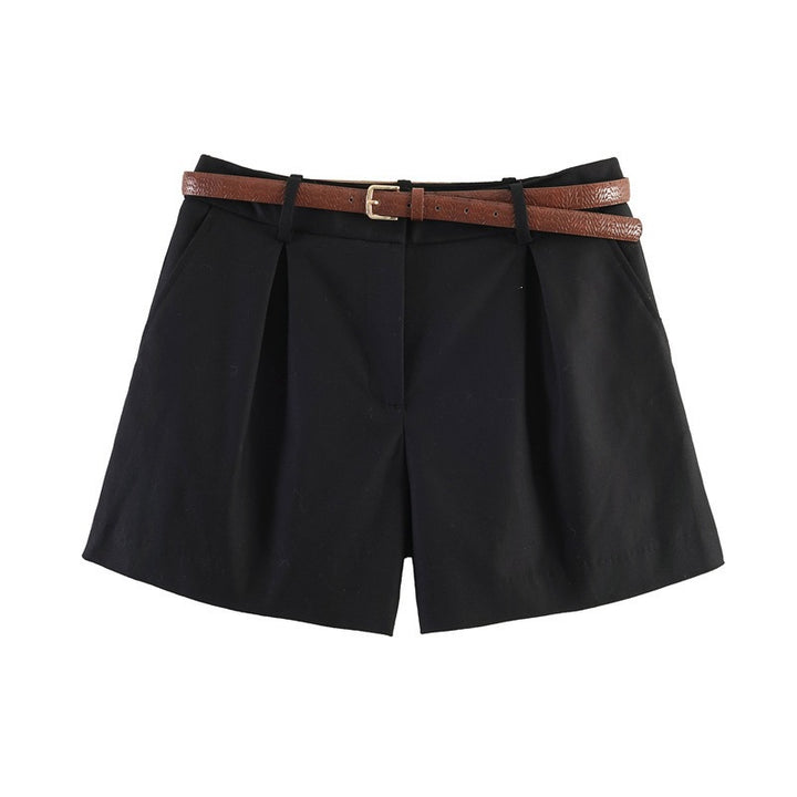 Dame elegante Polka-Dot-Shorts med belte Skjora