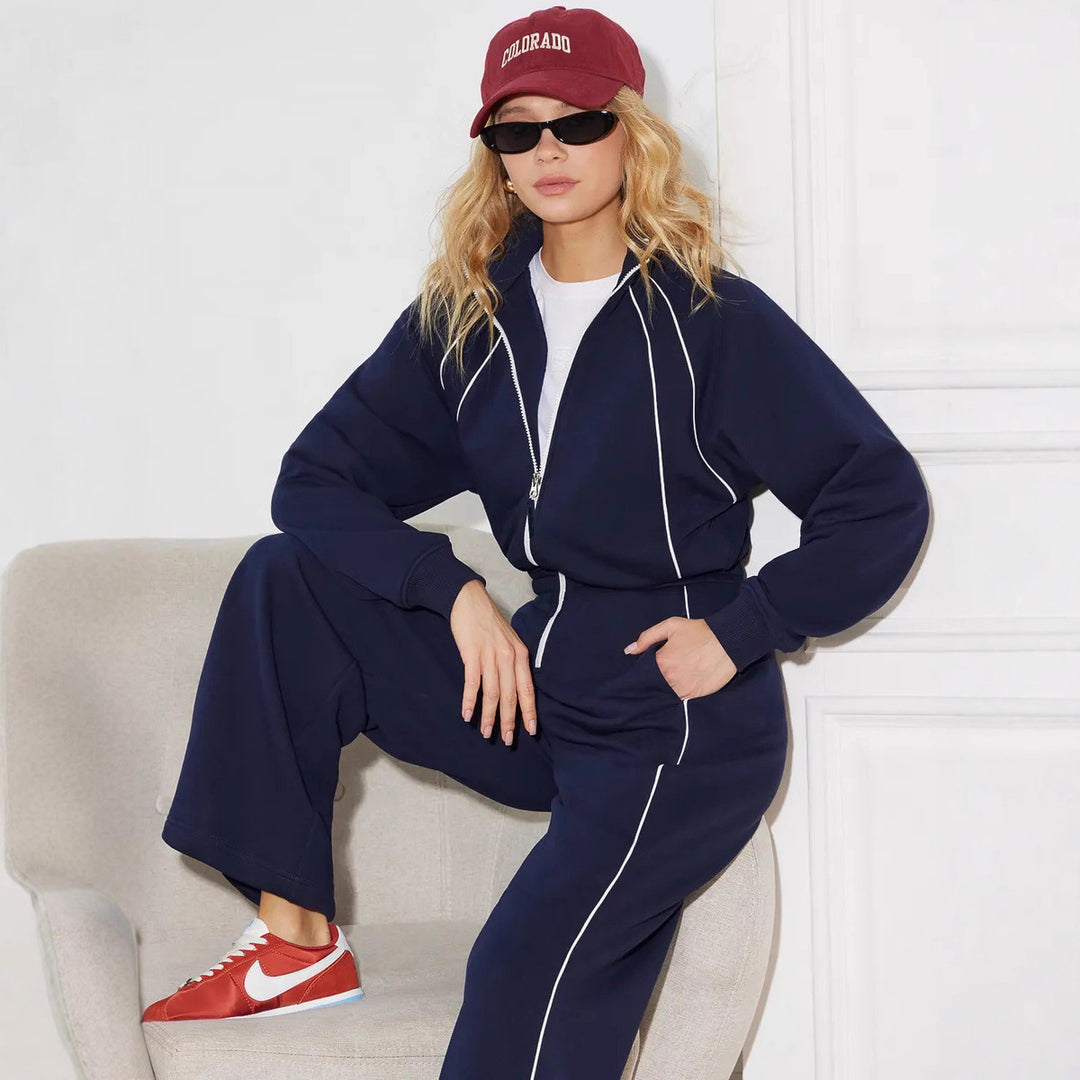 Dame Sporty fritidssett med glidelås og elastisk midje Skjora